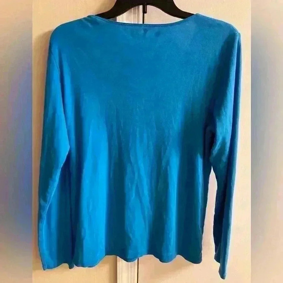 J jill tops set of 2 100% pima cotton blue/yellow Large - Picture 4 of 9